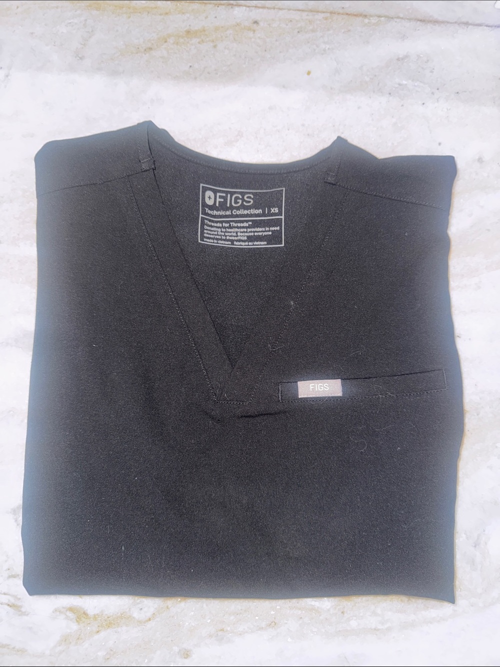 Figs Black V-Neck Medical Scrub Top